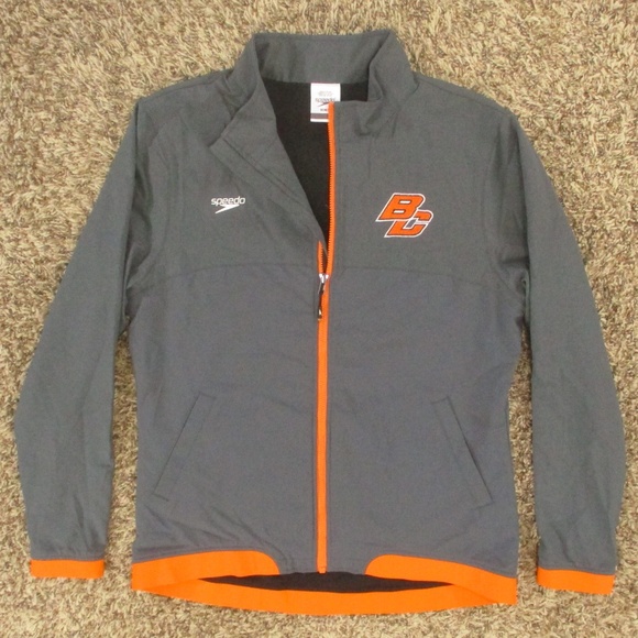 Boston College Jacket Women Medium Gray Orange Tech Warm Up Full Zip Emrboidered - Picture 1 of 7
